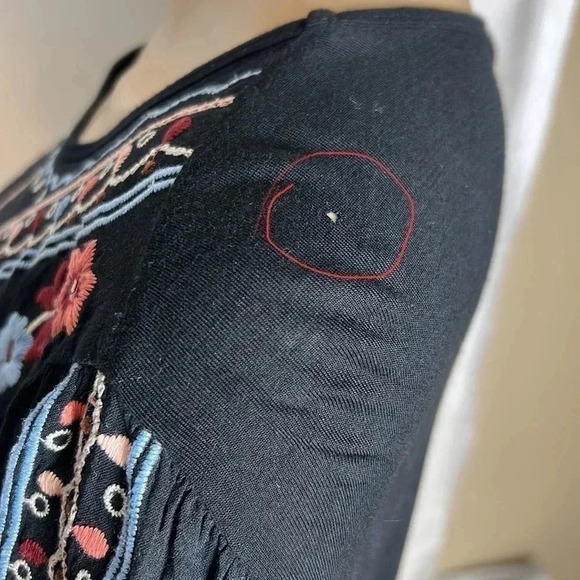 Anthropologie linen blend,embroidered,shirt ,women M. Floral,cottagecore - Picture 16 of 16